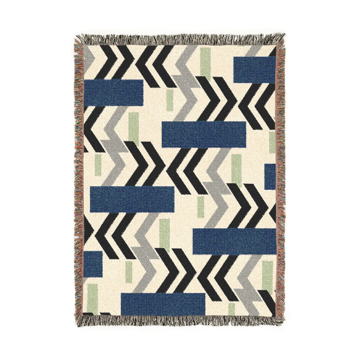 Abstract Geometric Birch Forest Woven Blanket — Boho Chevron Throw for Living Room & Camping