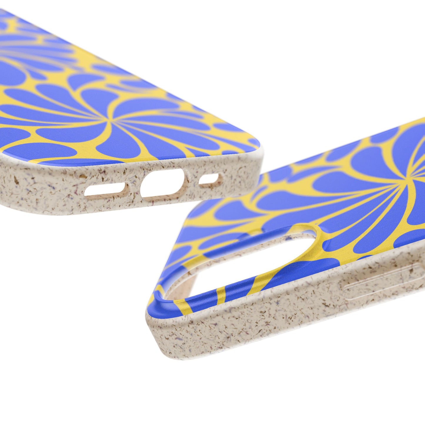 Biodegradable Phone Case — Blue & Yellow Retro Swirl Eco Phone Cover