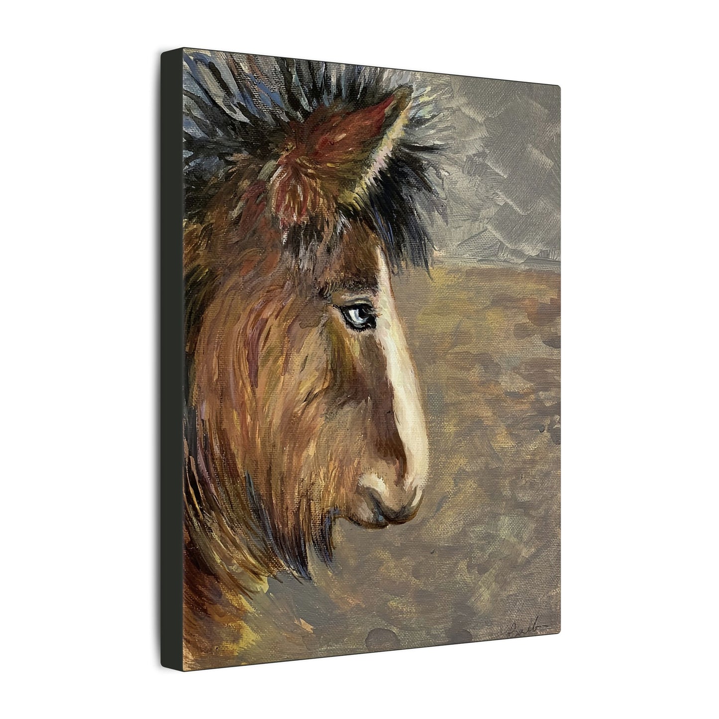 Icelandic Horse Rustic Portrait - Eco-Friendly Canvas