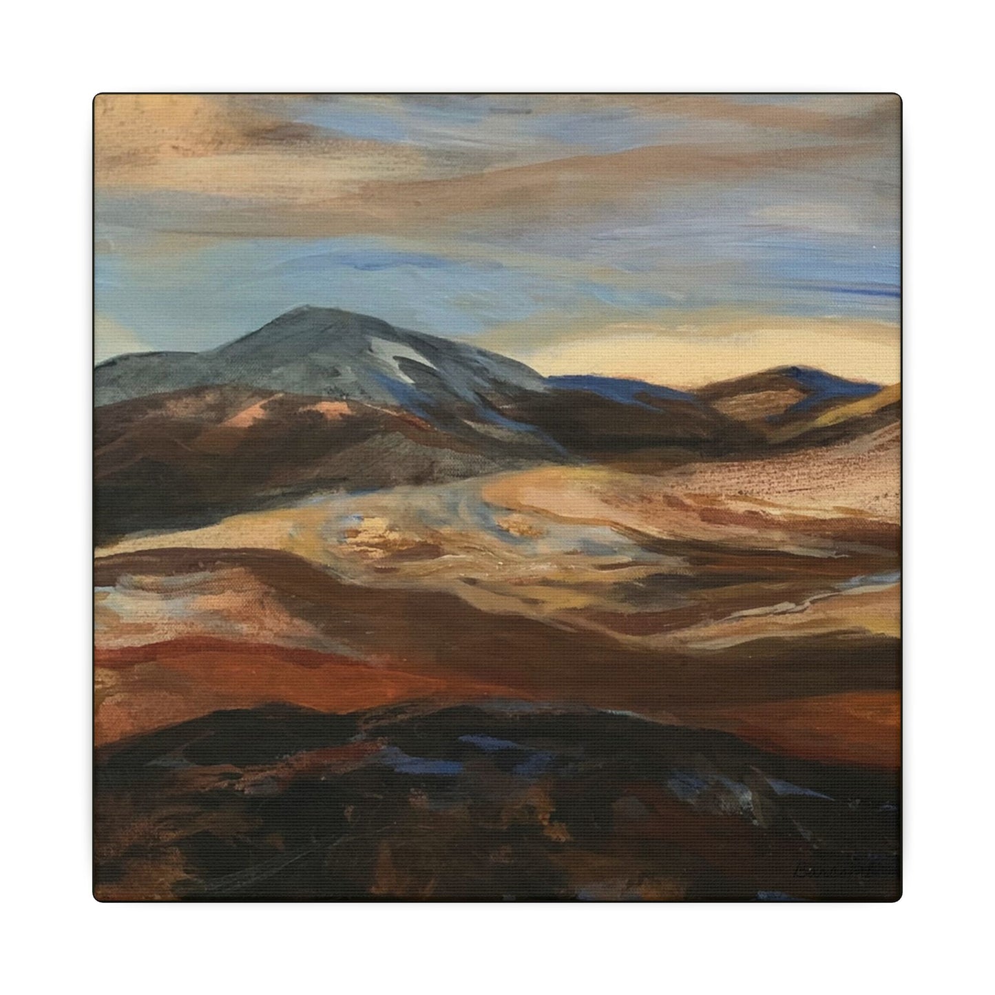 Abstract Mountain Landscape Canvas Print — Earth Tone Wall Art, Reykjanes Peninsula, Iceland
