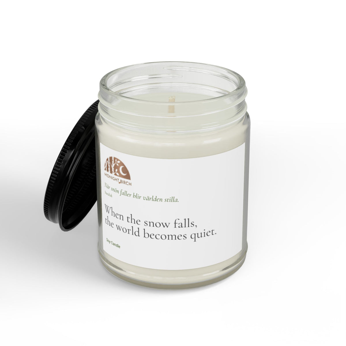 VINTERRO Soy Candle — "When the snow falls, the world becomes quiet" (4oz & 9oz) Fresh Balsam, Eucalyptus Lavender Herb, or Unscented.
