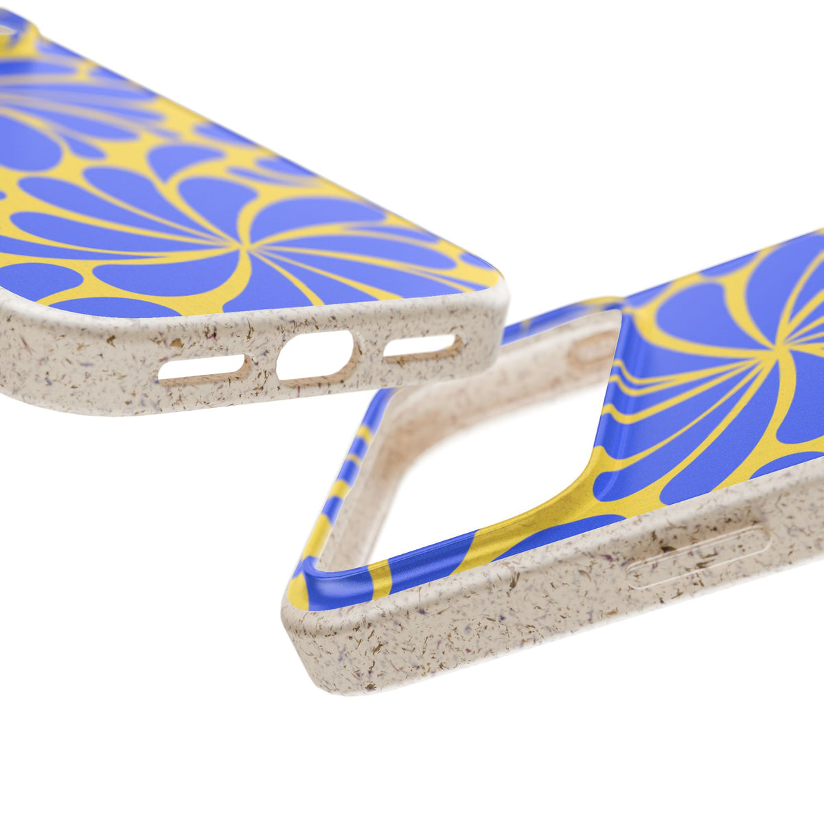 Biodegradable Phone Case — Blue & Yellow Retro Swirl Eco Phone Cover