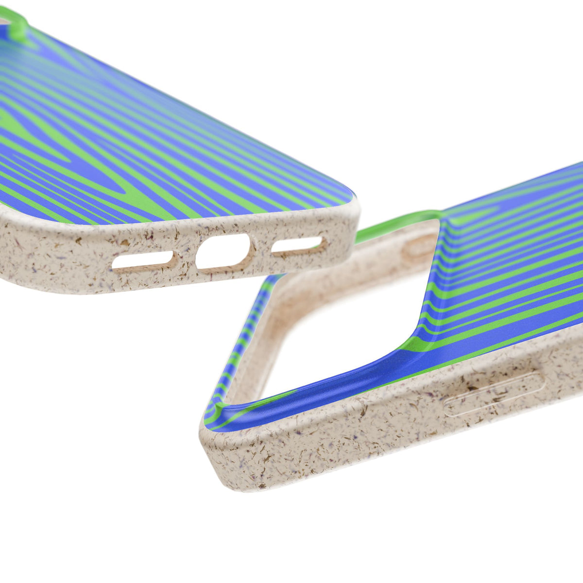 Eco Woodgrain Phone Case — Biodegradable Blue & Green Pattern