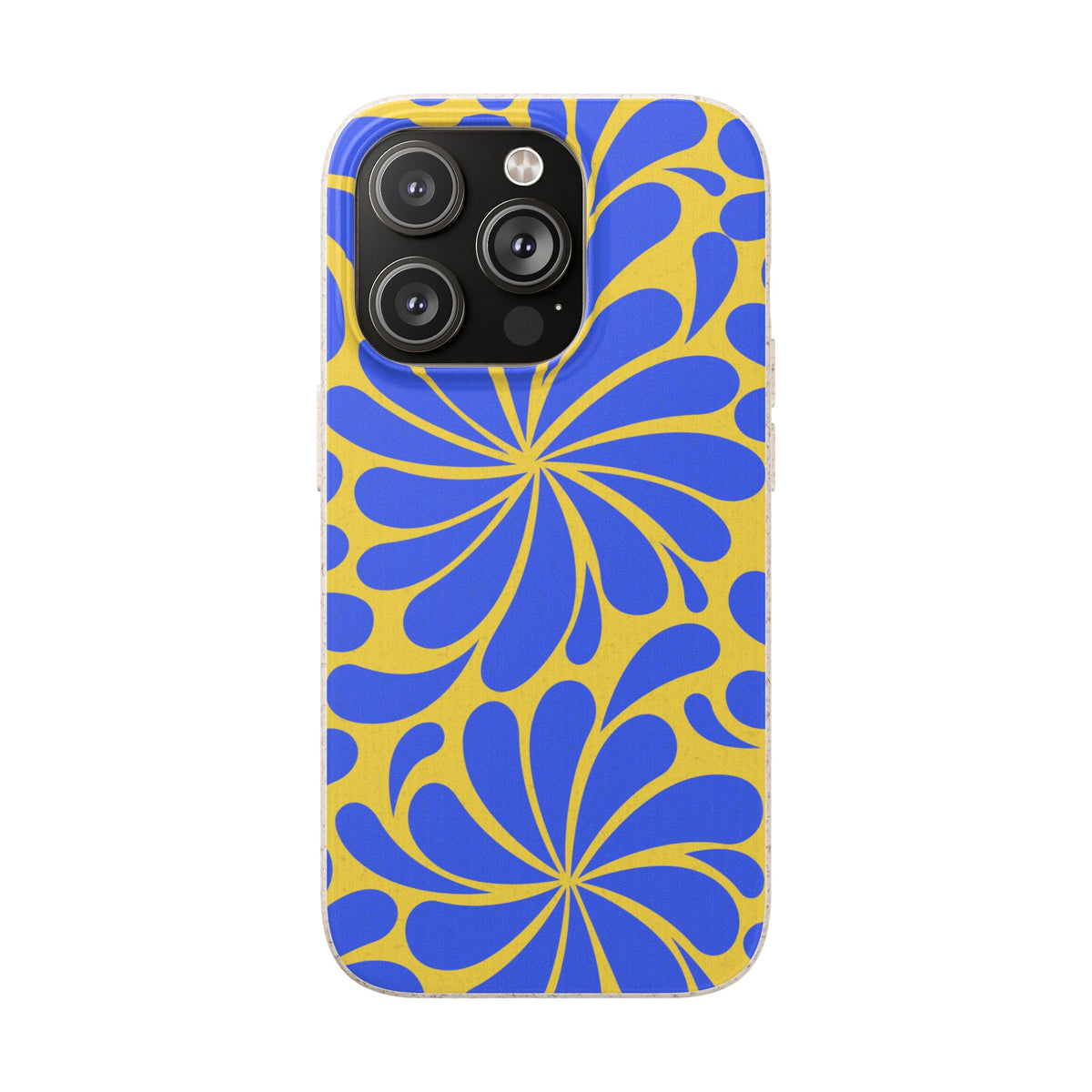 Biodegradable Phone Case — Blue & Yellow Retro Swirl Eco Phone Cover