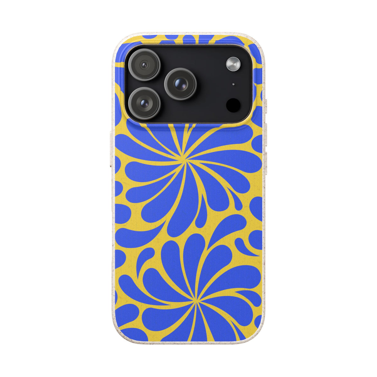 Biodegradable Phone Case — Blue & Yellow Retro Swirl Eco Phone Cover