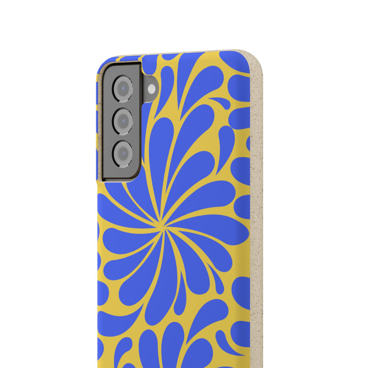 Biodegradable Phone Case — Blue & Yellow Retro Swirl Eco Phone Cover