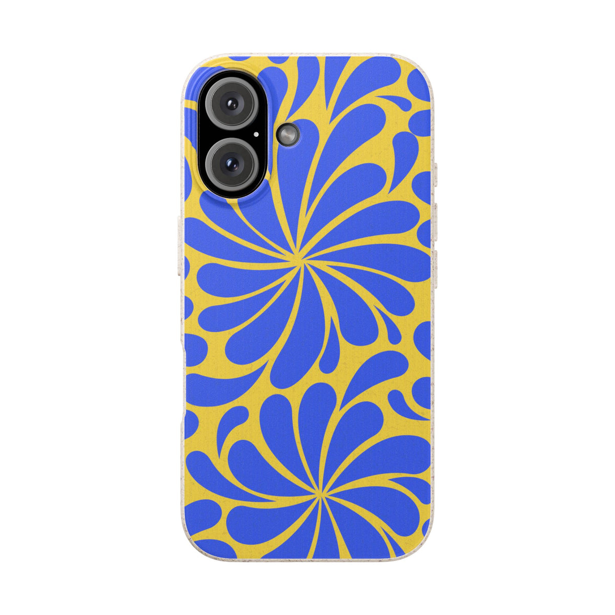 Biodegradable Phone Case — Blue & Yellow Retro Swirl Eco Phone Cover