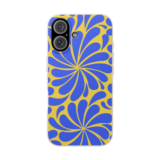 Biodegradable Phone Case — Blue & Yellow Retro Swirl Eco Phone Cover