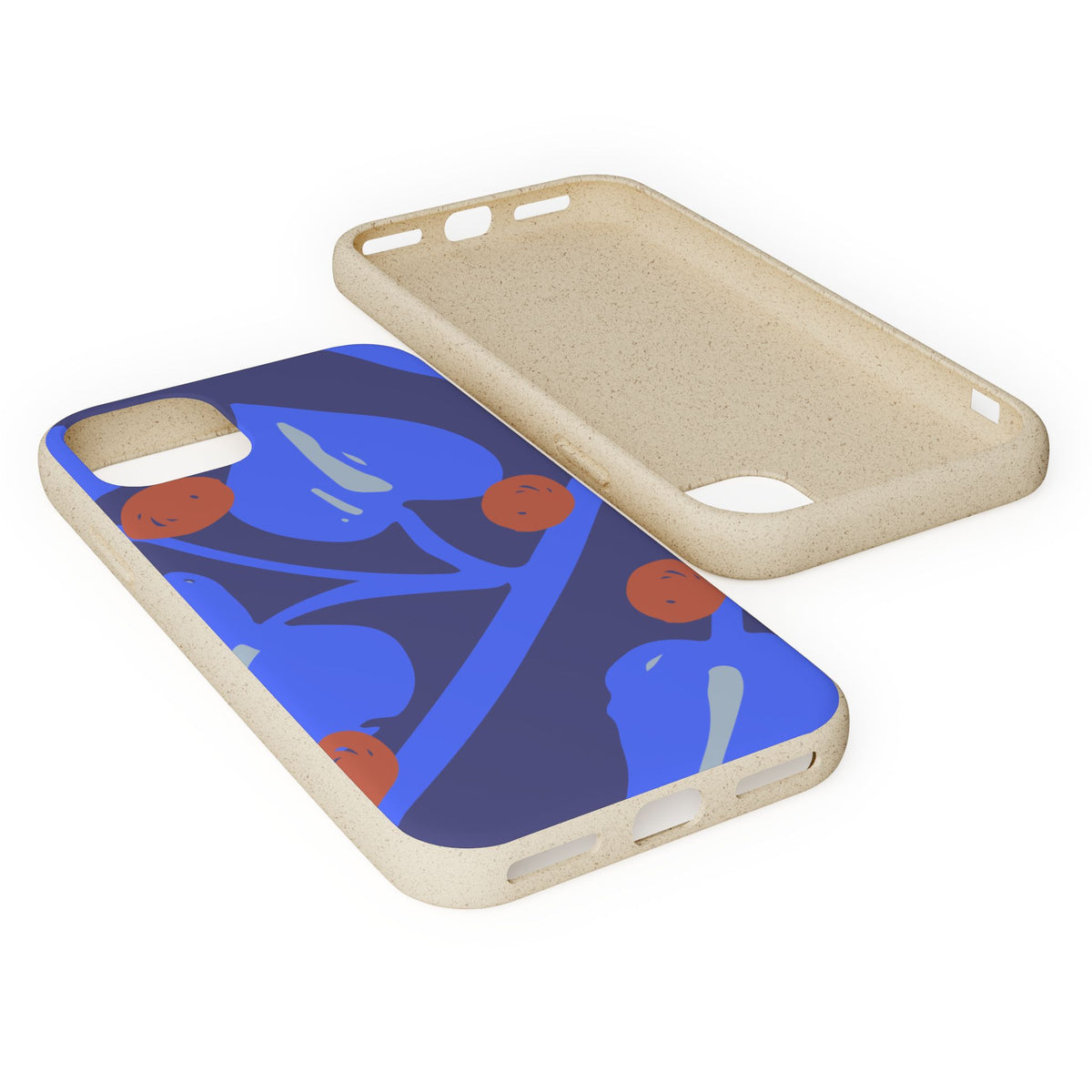 Biodegradable Phone Case — Bold Blue Abstract Floral Berry Design