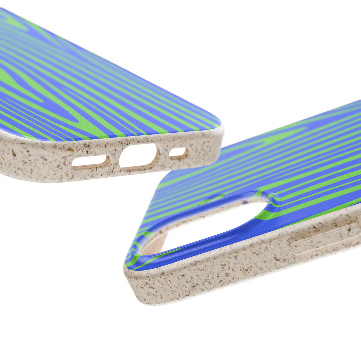 Eco Woodgrain Phone Case — Biodegradable Blue & Green Pattern