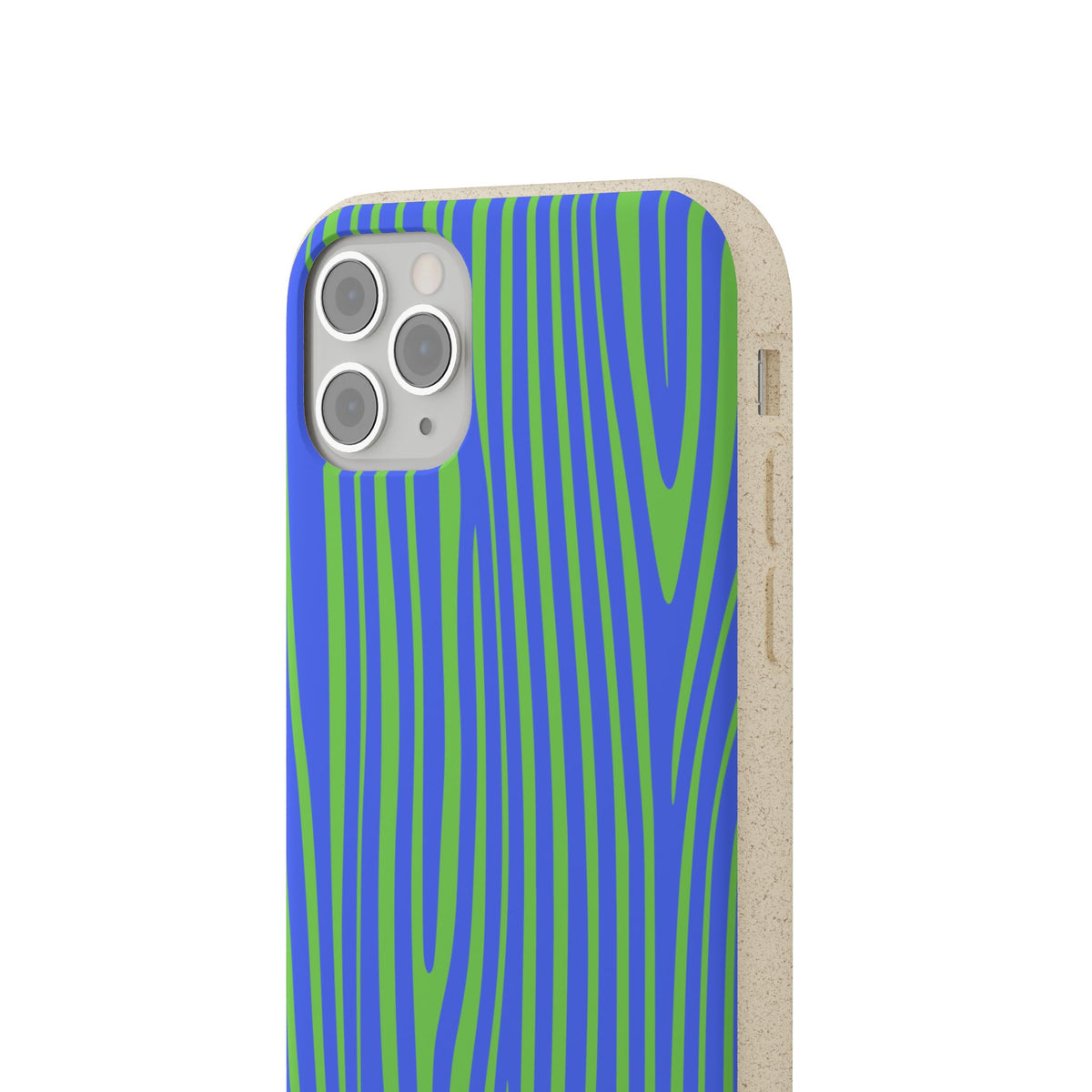 Eco Woodgrain Phone Case — Biodegradable Blue & Green Pattern