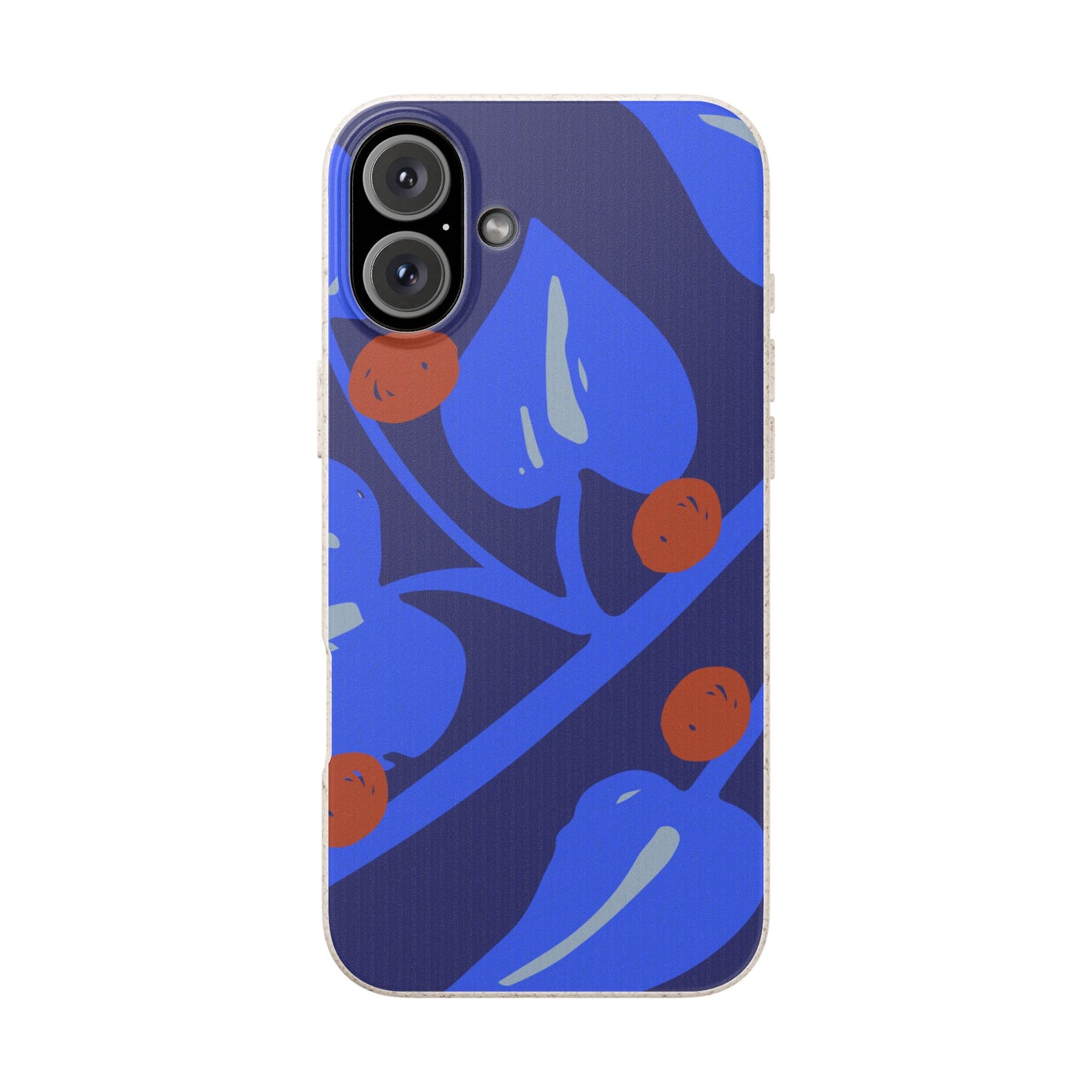 Biodegradable Phone Case — Bold Blue Abstract Floral Berry Design