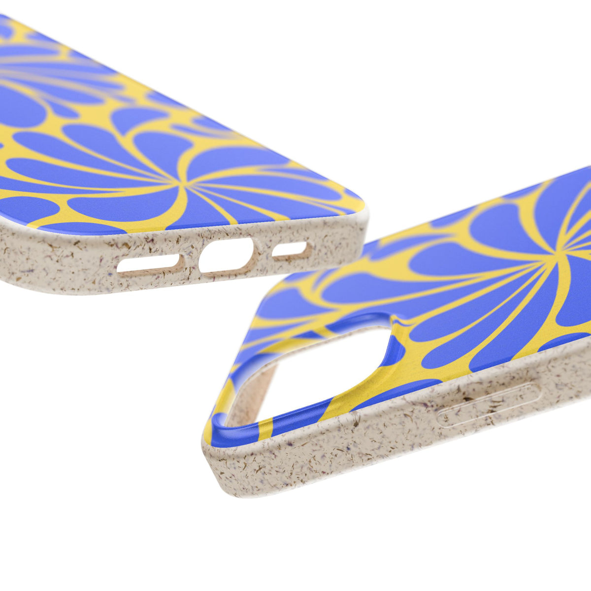 Biodegradable Phone Case — Blue & Yellow Retro Swirl Eco Phone Cover