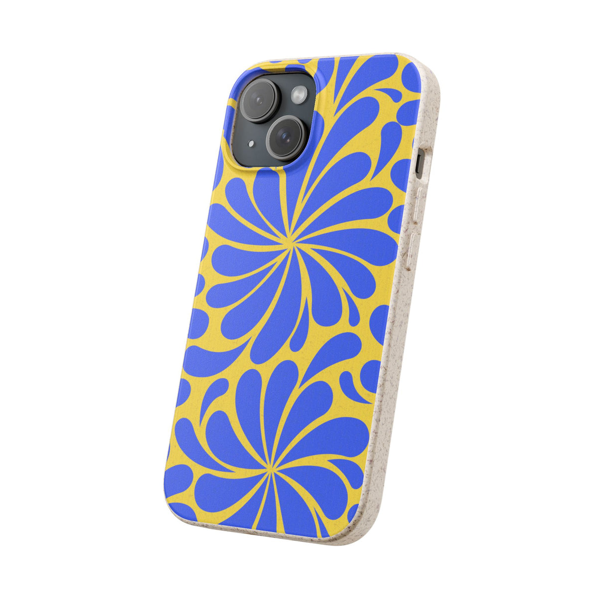 Biodegradable Phone Case — Blue & Yellow Retro Swirl Eco Phone Cover