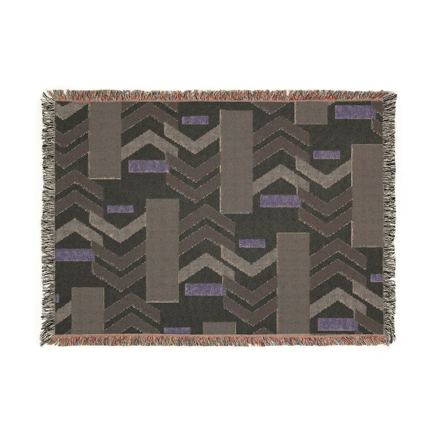 Geometric Birch Tree Woven Blanket — Boho Chevron Throw for Living Room & Camping