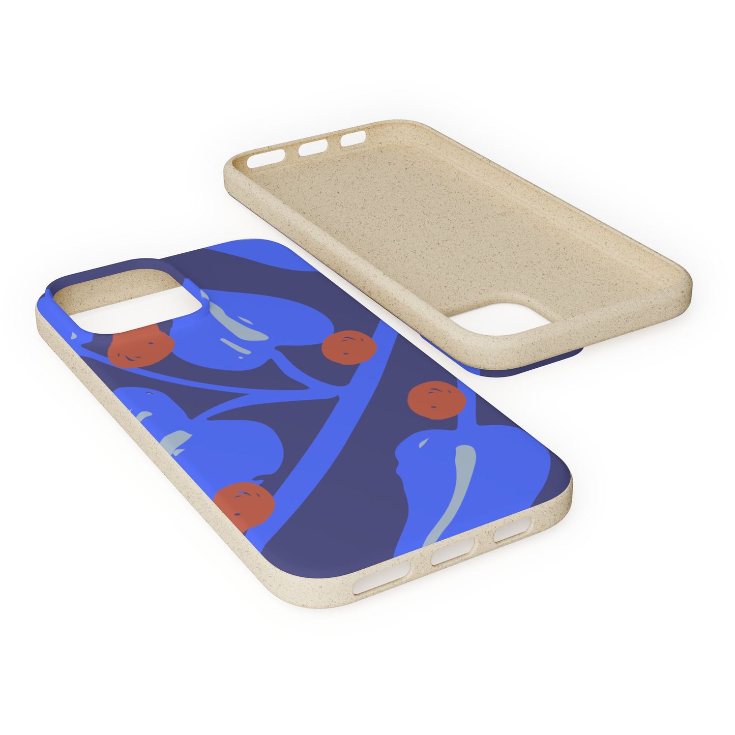 Biodegradable Phone Case — Bold Blue Abstract Floral Berry Design