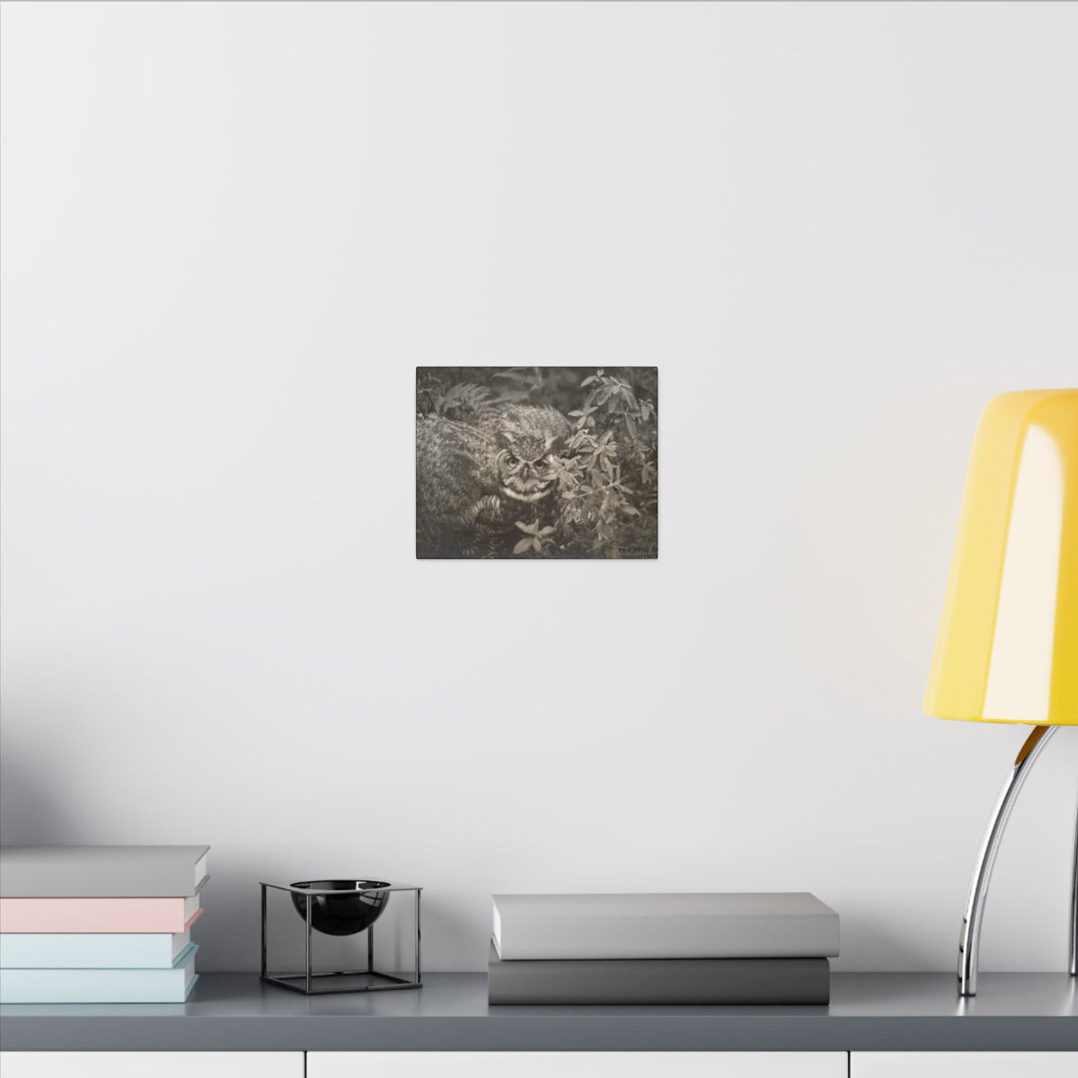 Midnight Birch Studio — "The Watchful Companion" 1930s Owl Stretched Canvas
