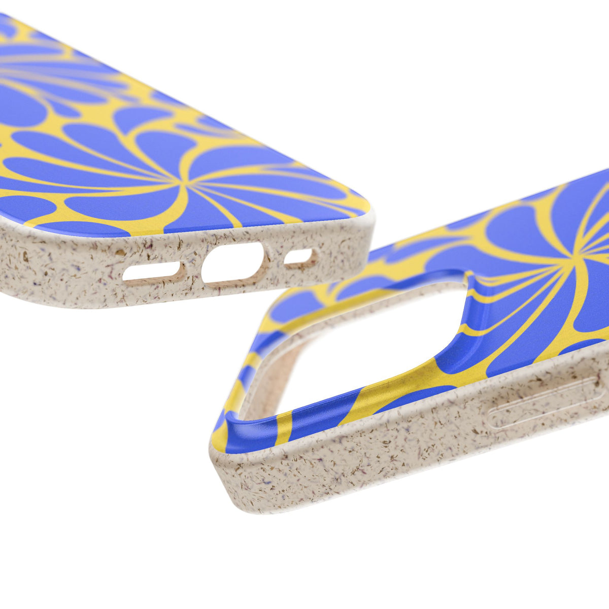 Biodegradable Phone Case — Blue & Yellow Retro Swirl Eco Phone Cover