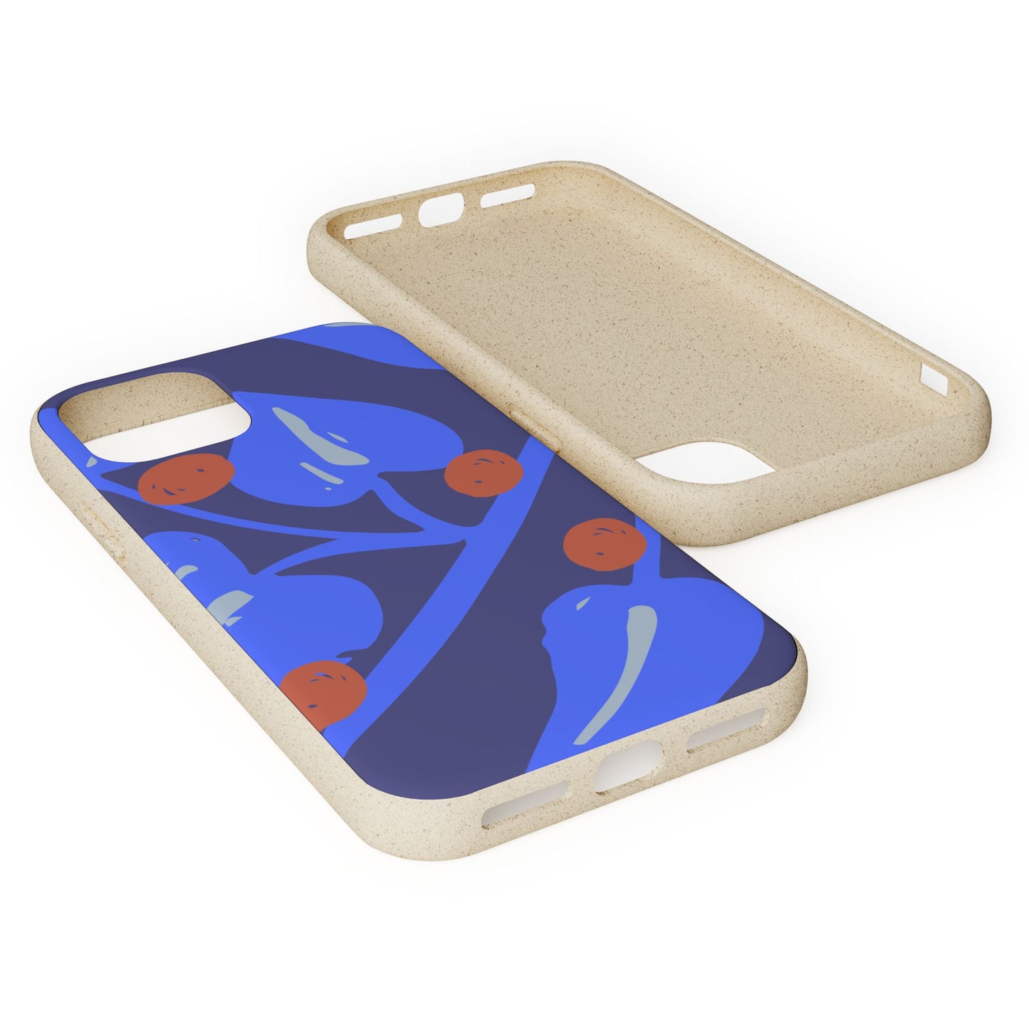 Biodegradable Phone Case — Bold Blue Abstract Floral Berry Design