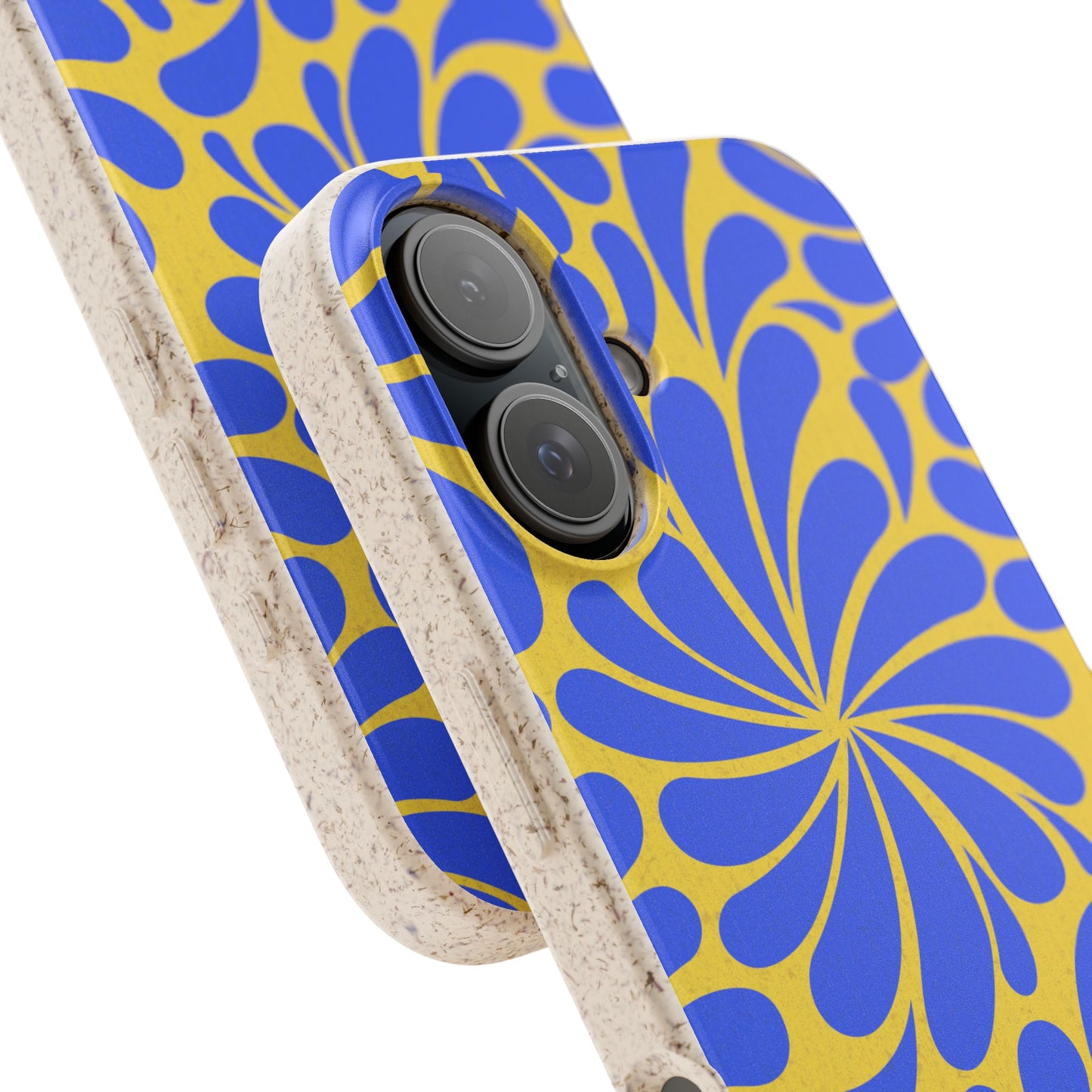 Biodegradable Phone Case — Blue & Yellow Retro Swirl Eco Phone Cover