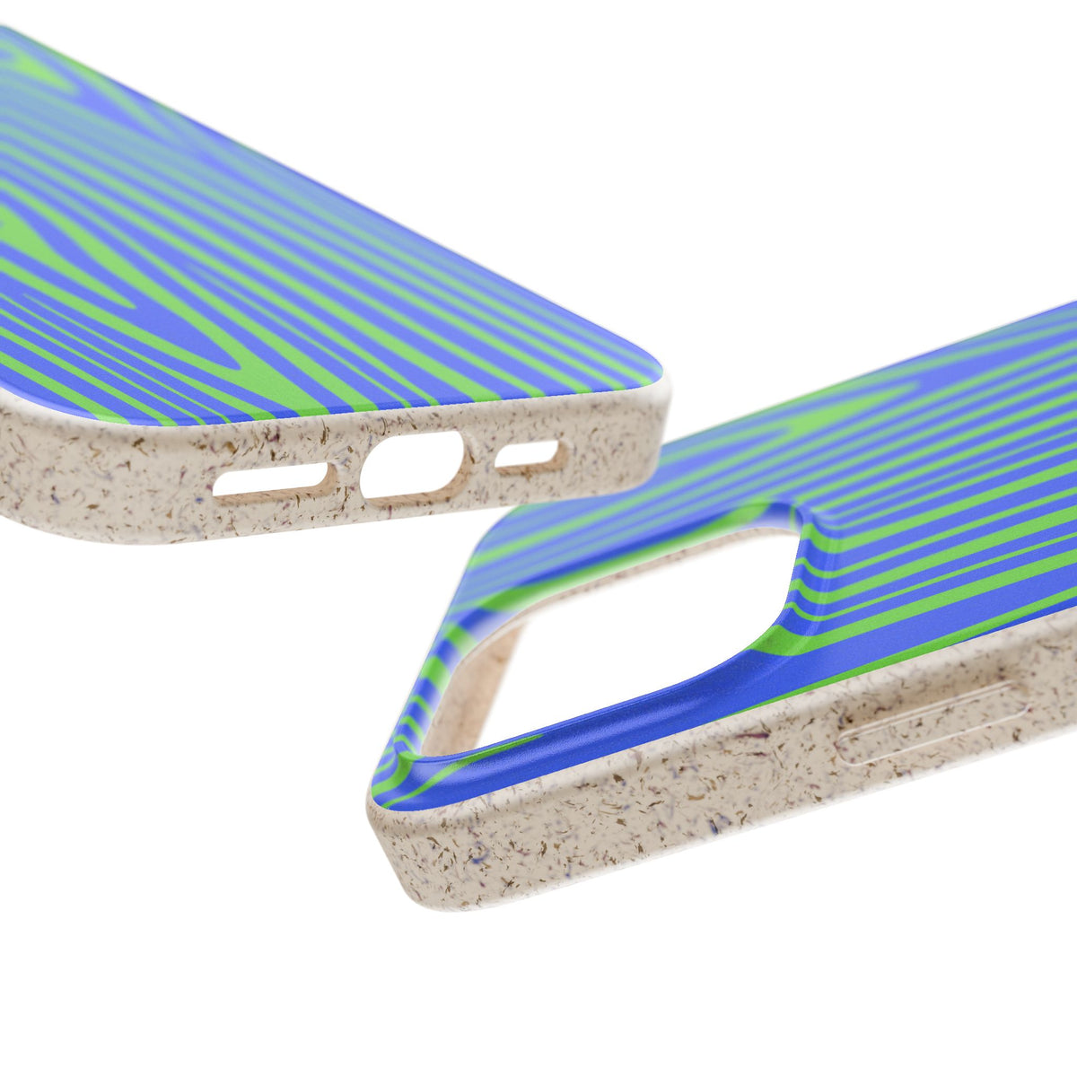 Eco Woodgrain Phone Case — Biodegradable Blue & Green Pattern