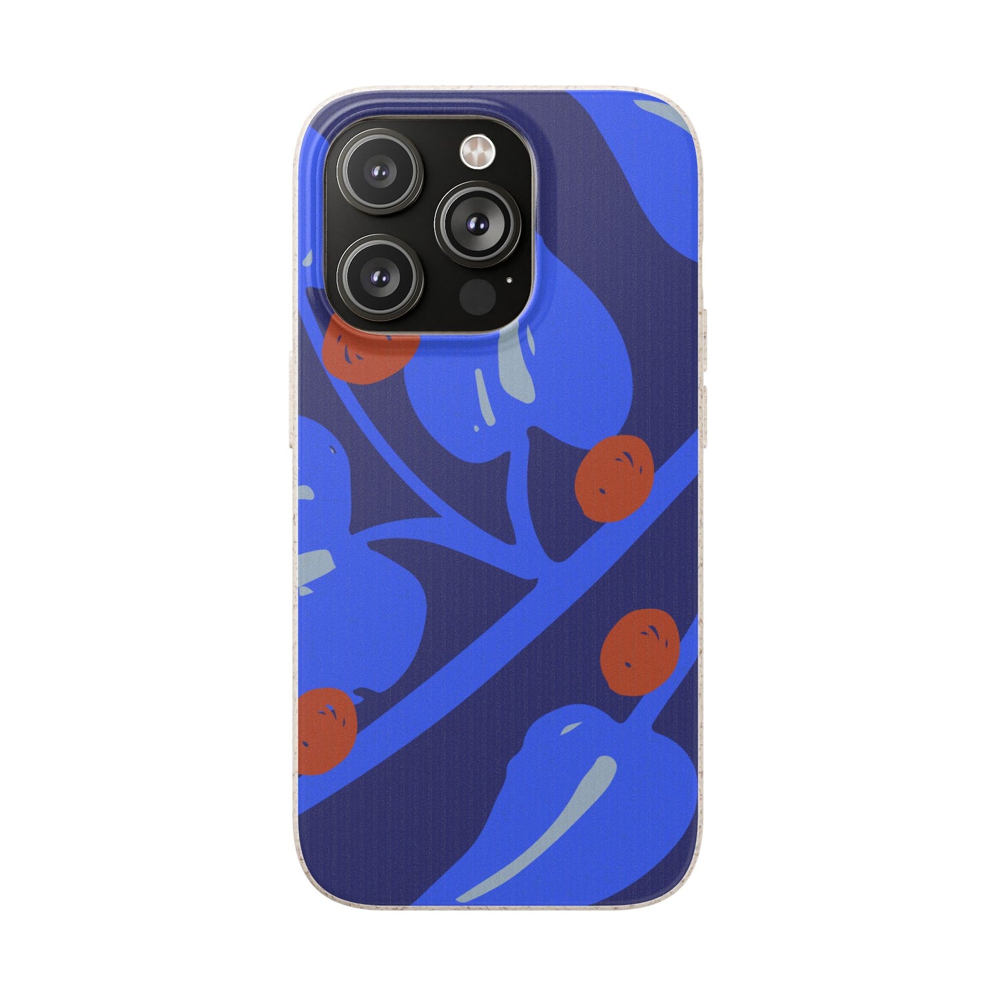 Biodegradable Phone Case — Bold Blue Abstract Floral Berry Design