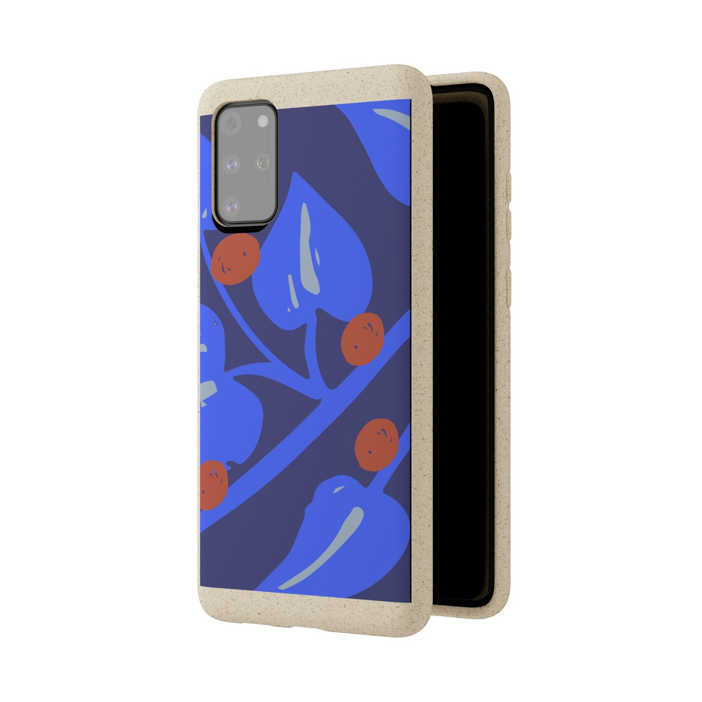 Biodegradable Phone Case — Bold Blue Abstract Floral Berry Design