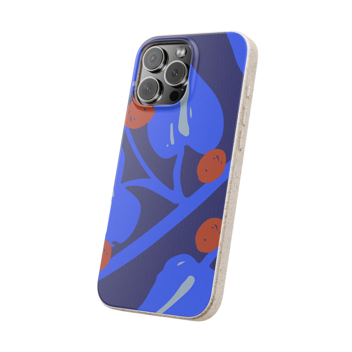 Biodegradable Phone Case — Bold Blue Abstract Floral Berry Design