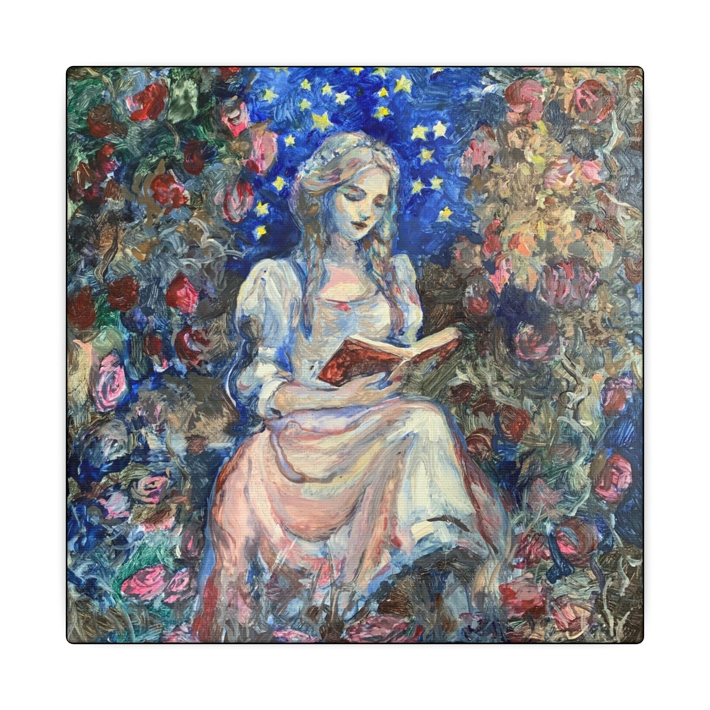 "Solitude" Canvas Wall Art — Dreaming Among Roses (Matte Stretched)
