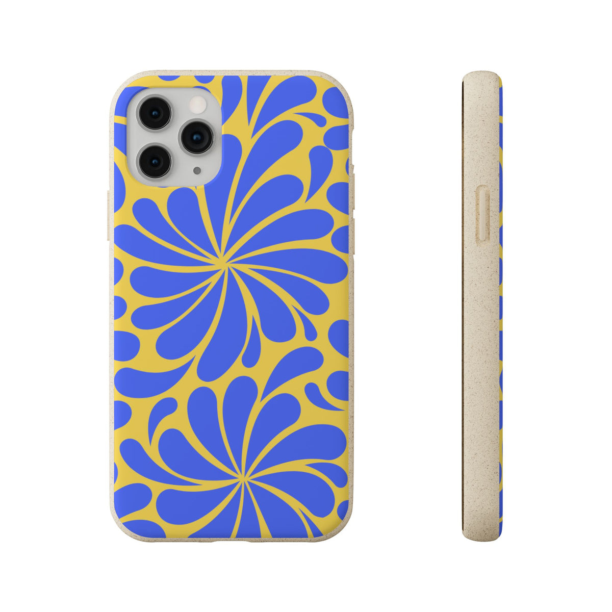 Biodegradable Phone Case — Blue & Yellow Retro Swirl Eco Phone Cover