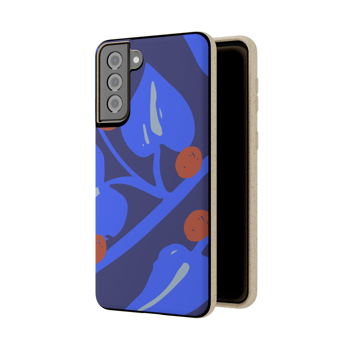 Biodegradable Phone Case — Bold Blue Abstract Floral Berry Design