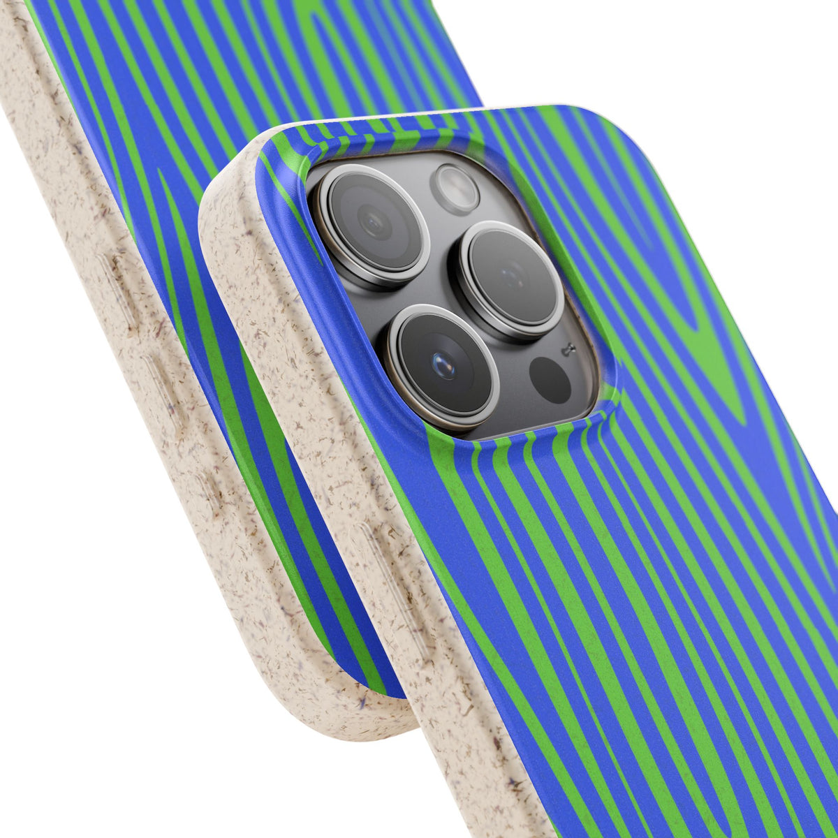 Eco Woodgrain Phone Case — Biodegradable Blue & Green Pattern