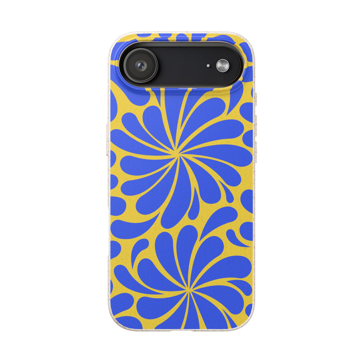 Biodegradable Phone Case — Blue & Yellow Retro Swirl Eco Phone Cover