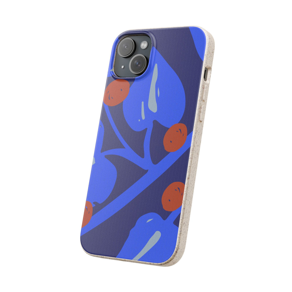 Biodegradable Phone Case — Bold Blue Abstract Floral Berry Design