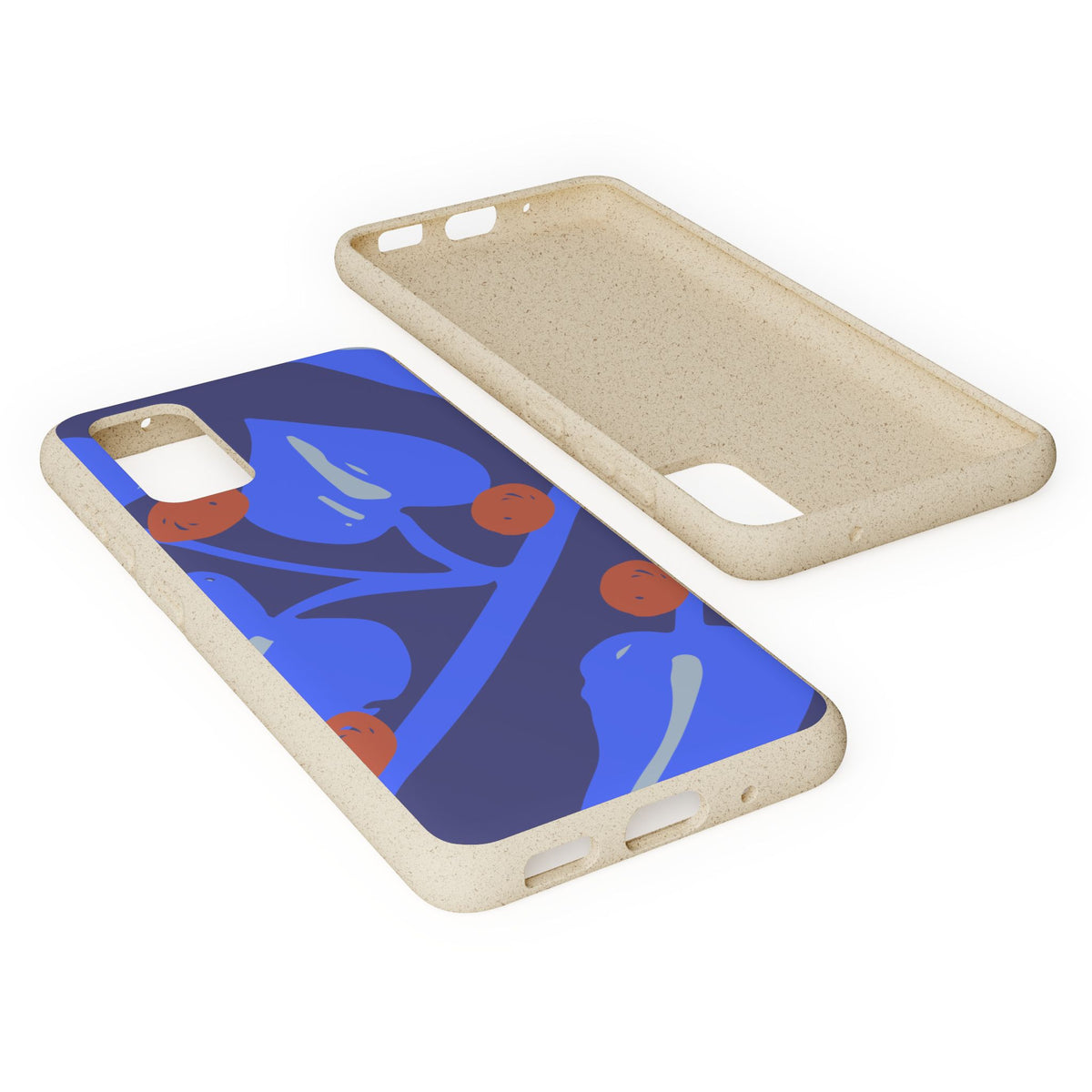Biodegradable Phone Case — Bold Blue Abstract Floral Berry Design