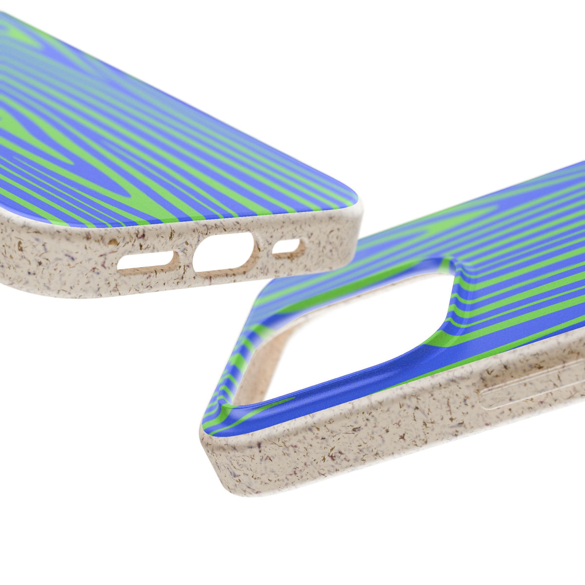 Eco Woodgrain Phone Case — Biodegradable Blue & Green Pattern