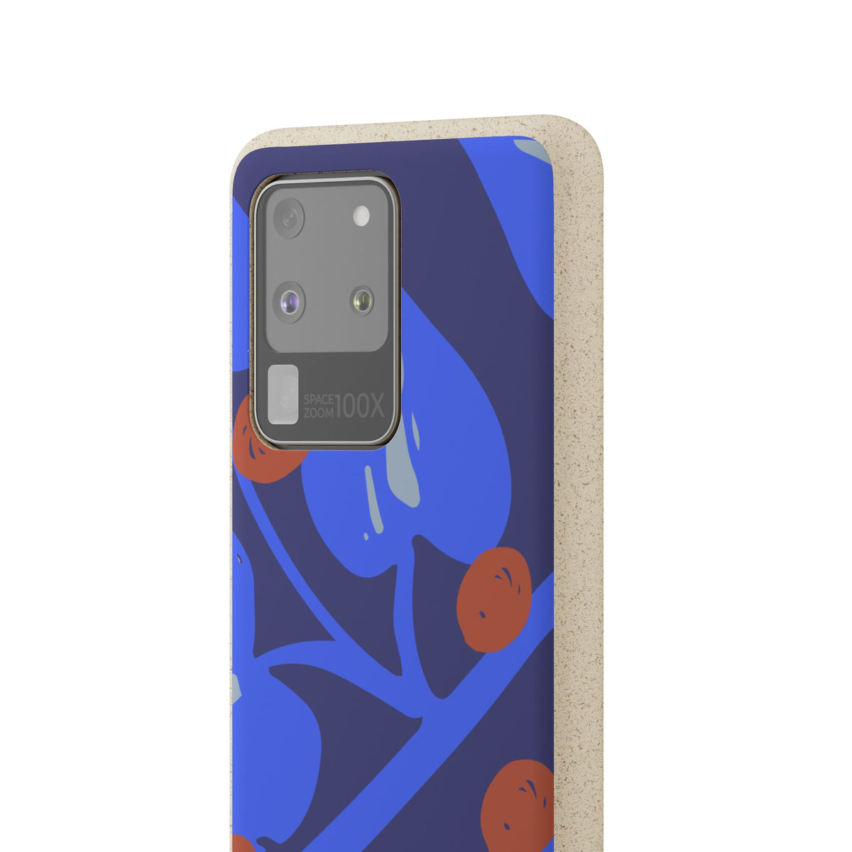 Biodegradable Phone Case — Bold Blue Abstract Floral Berry Design