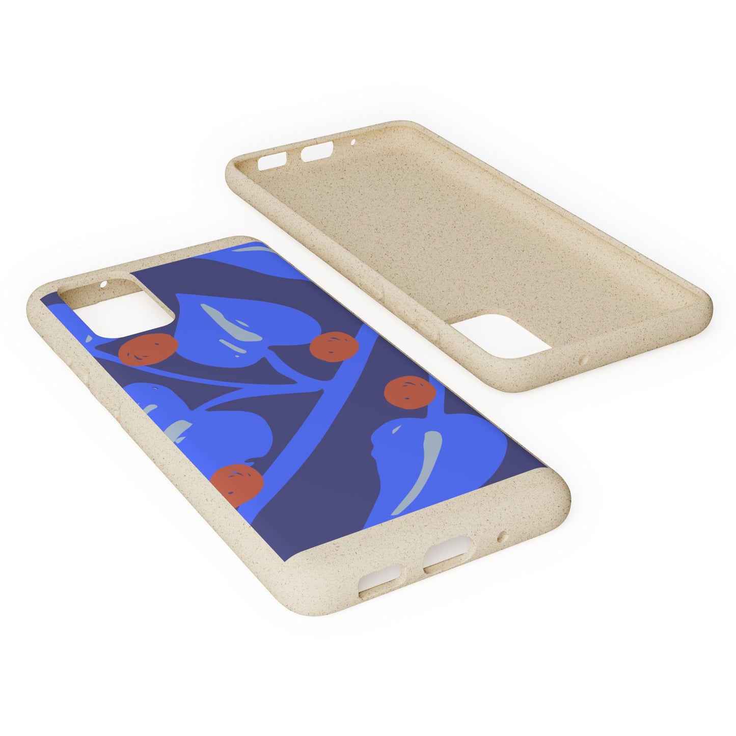 Biodegradable Phone Case — Bold Blue Abstract Floral Berry Design