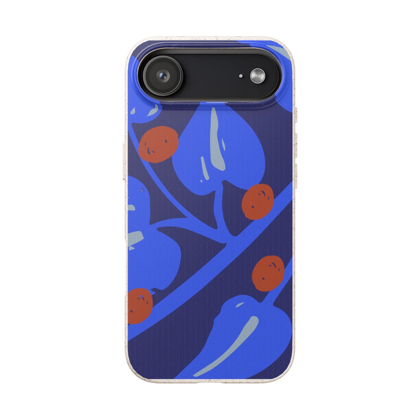 Biodegradable Phone Case — Bold Blue Abstract Floral Berry Design