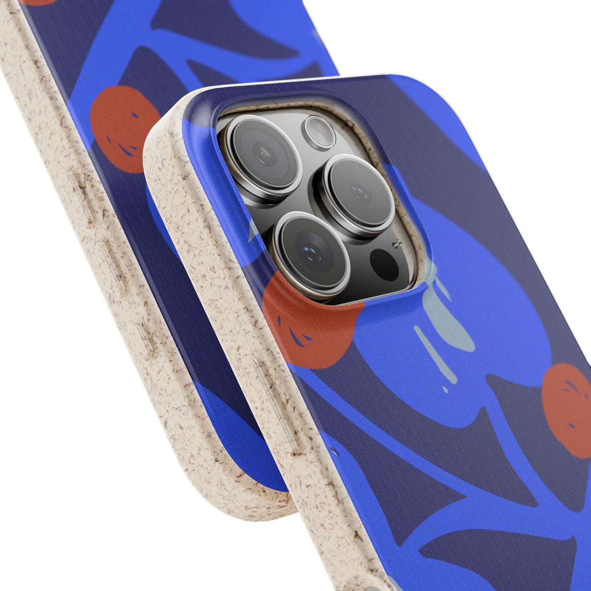 Biodegradable Phone Case — Bold Blue Abstract Floral Berry Design
