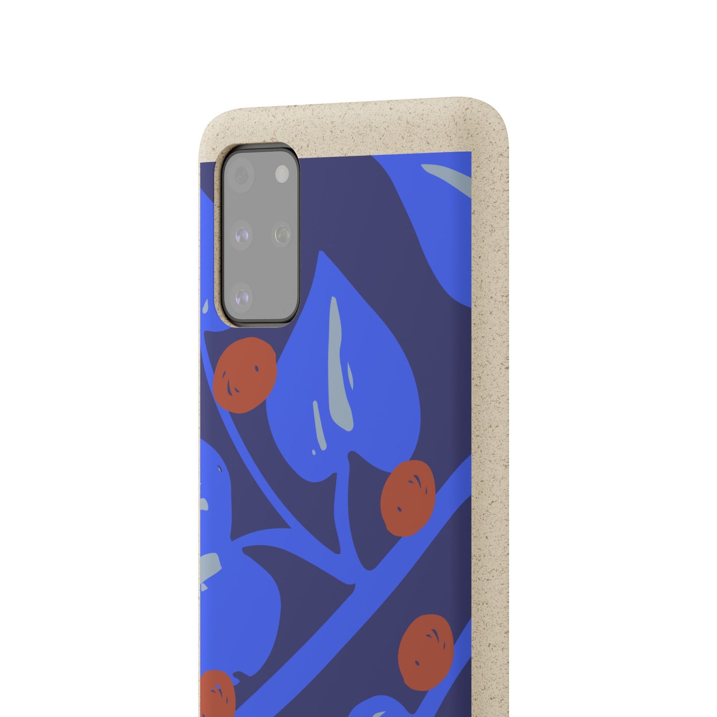 Biodegradable Phone Case — Bold Blue Abstract Floral Berry Design