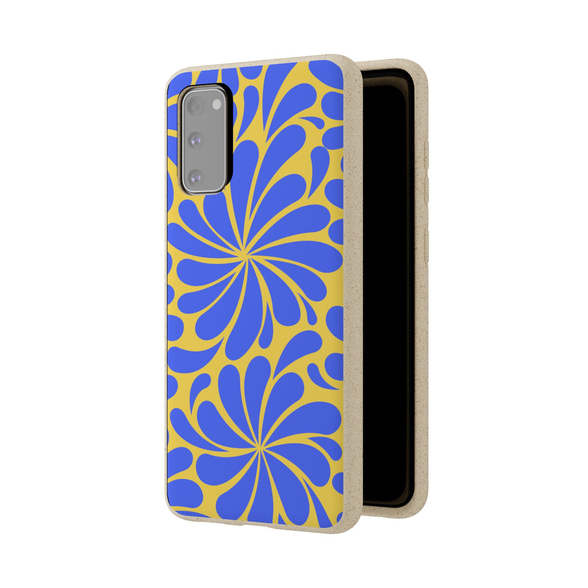 Biodegradable Phone Case — Blue & Yellow Retro Swirl Eco Phone Cover