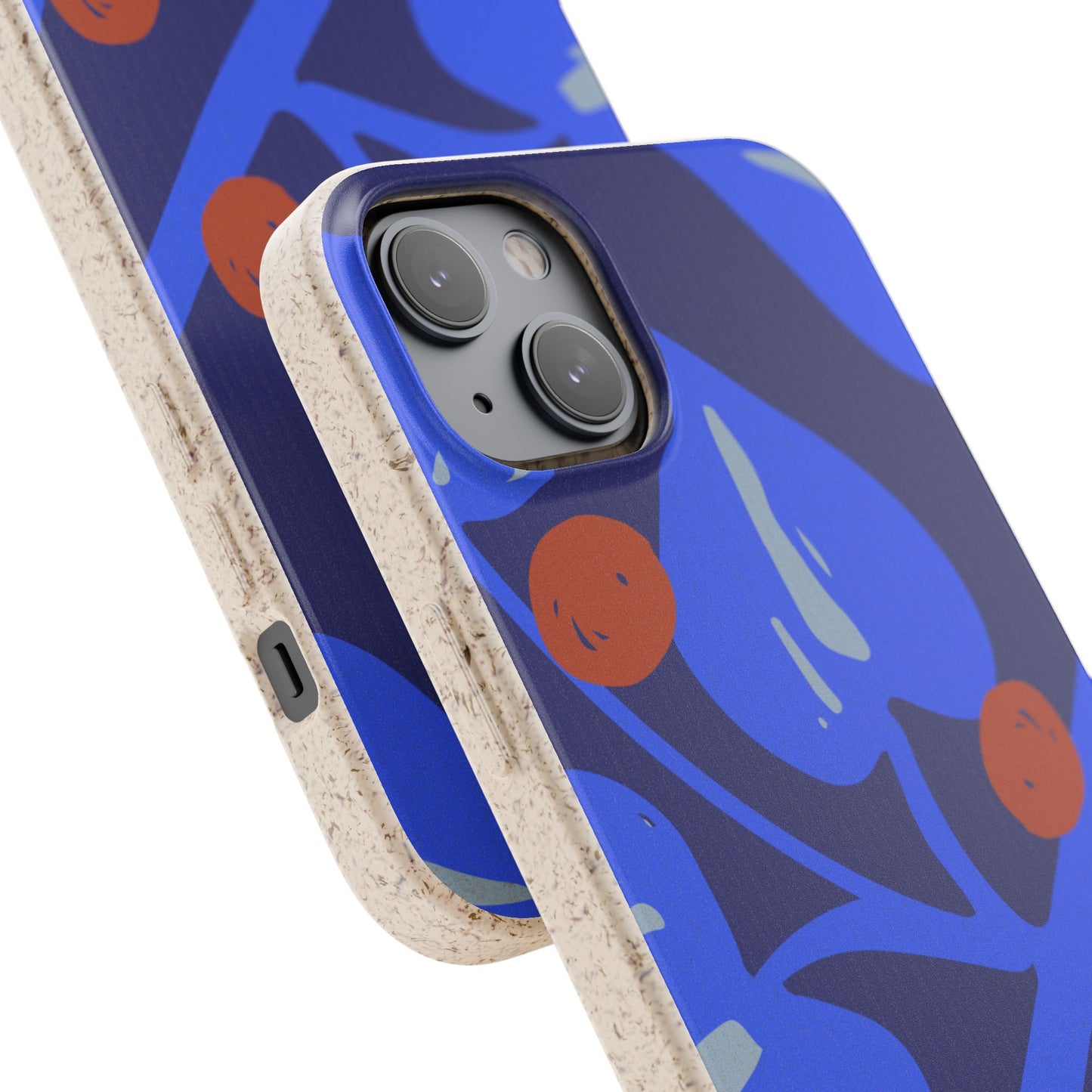 Biodegradable Phone Case — Bold Blue Abstract Floral Berry Design
