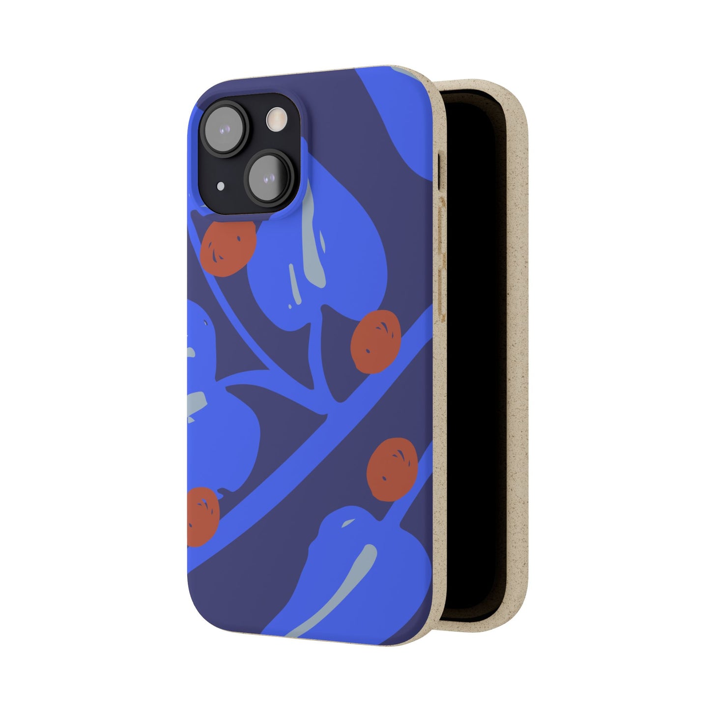 Biodegradable Phone Case — Bold Blue Abstract Floral Berry Design