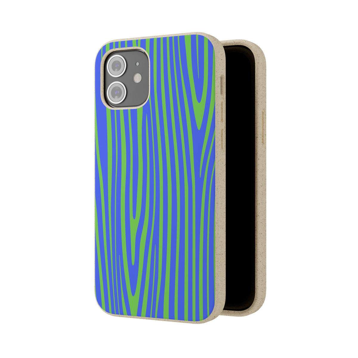 Eco Woodgrain Phone Case — Biodegradable Blue & Green Pattern