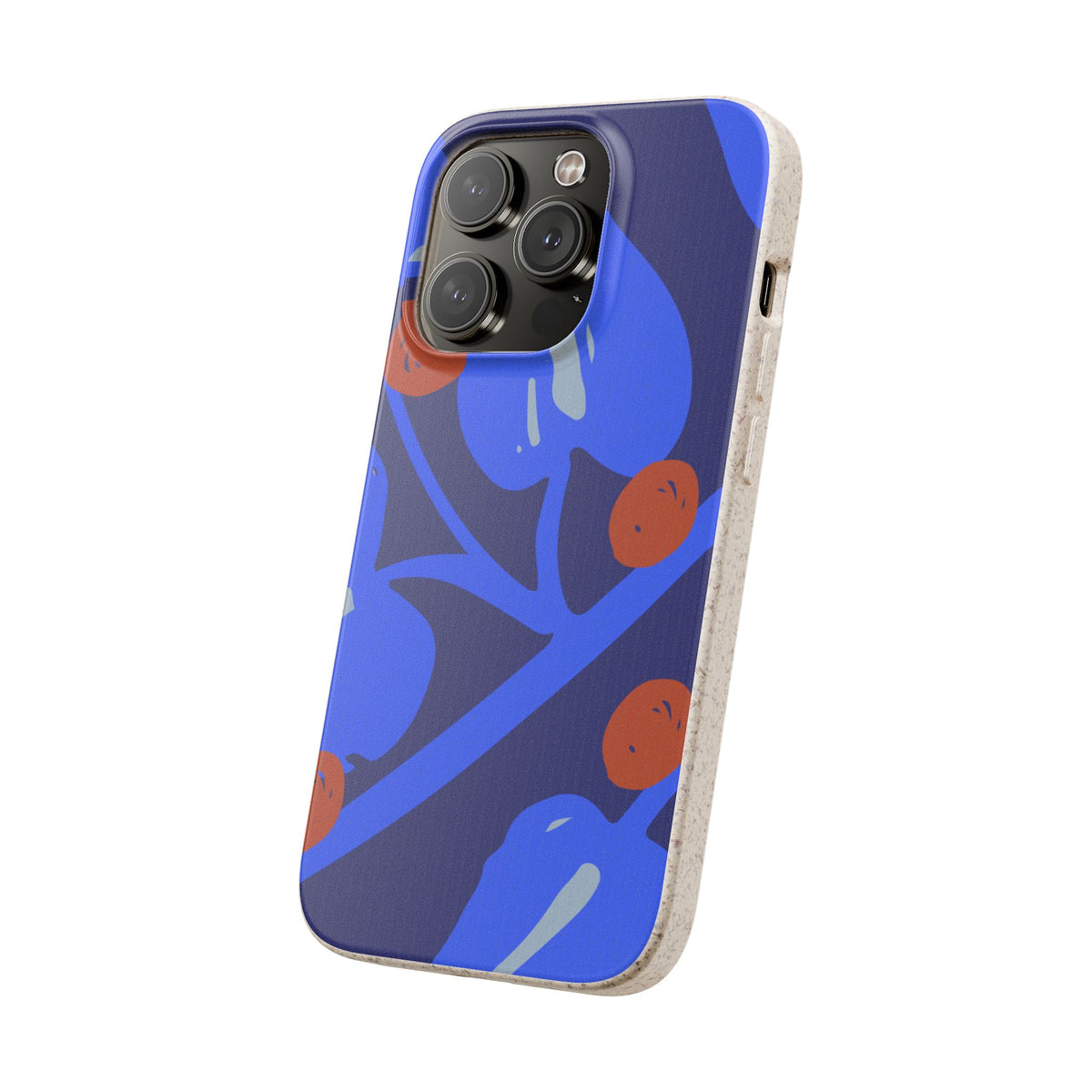 Biodegradable Phone Case — Bold Blue Abstract Floral Berry Design