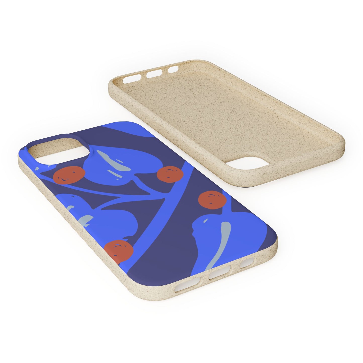 Biodegradable Phone Case — Bold Blue Abstract Floral Berry Design