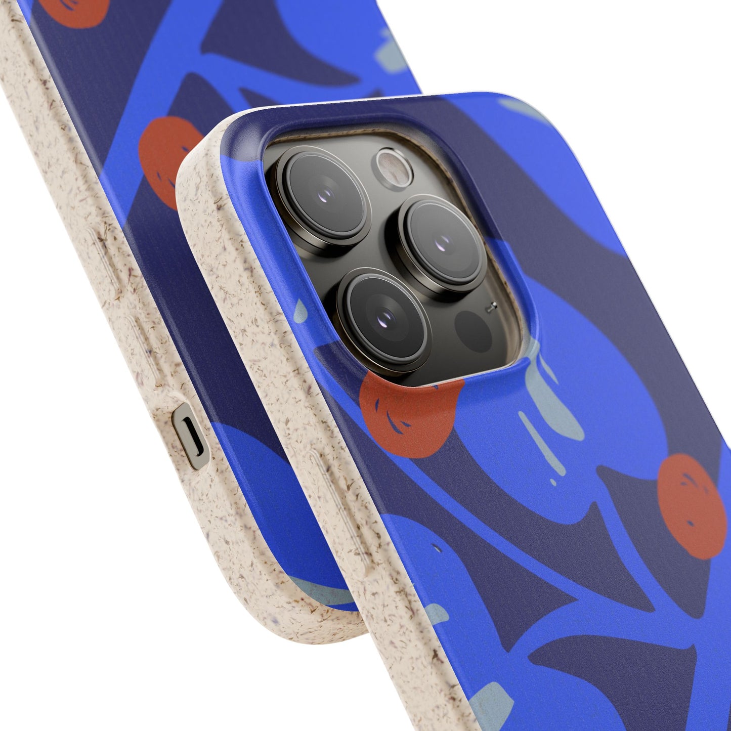 Biodegradable Phone Case — Bold Blue Abstract Floral Berry Design