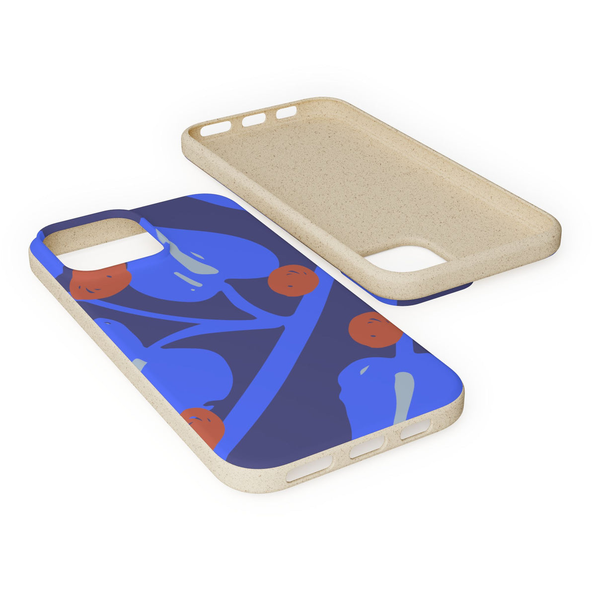 Biodegradable Phone Case — Bold Blue Abstract Floral Berry Design