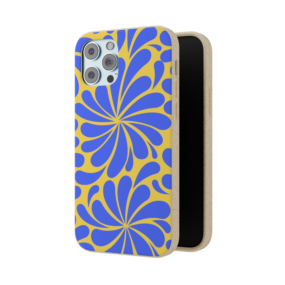 Biodegradable Phone Case — Blue & Yellow Retro Swirl Eco Phone Cover